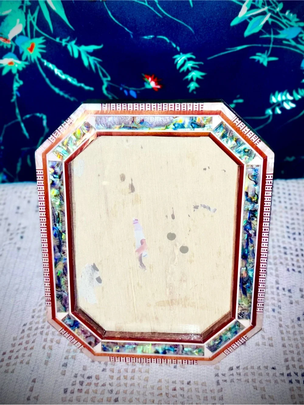Vtg 1980s Handmade Egyptian Inlaid Paua & Abalone Shell Picture Frame
